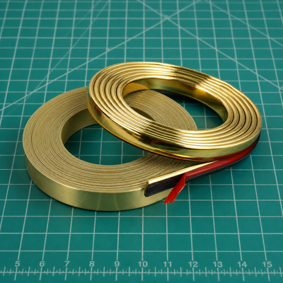 お買い得 家具のエッジトリム用、マットメタリック仕上げのゴールドPVCエッジバンディングストリップ、幅13mm、高さ2.8mm オンライン